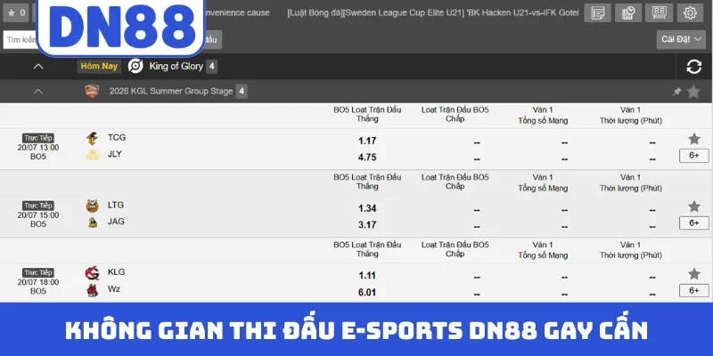 Không gian thi đấu E-Sports DN88 gay cấn